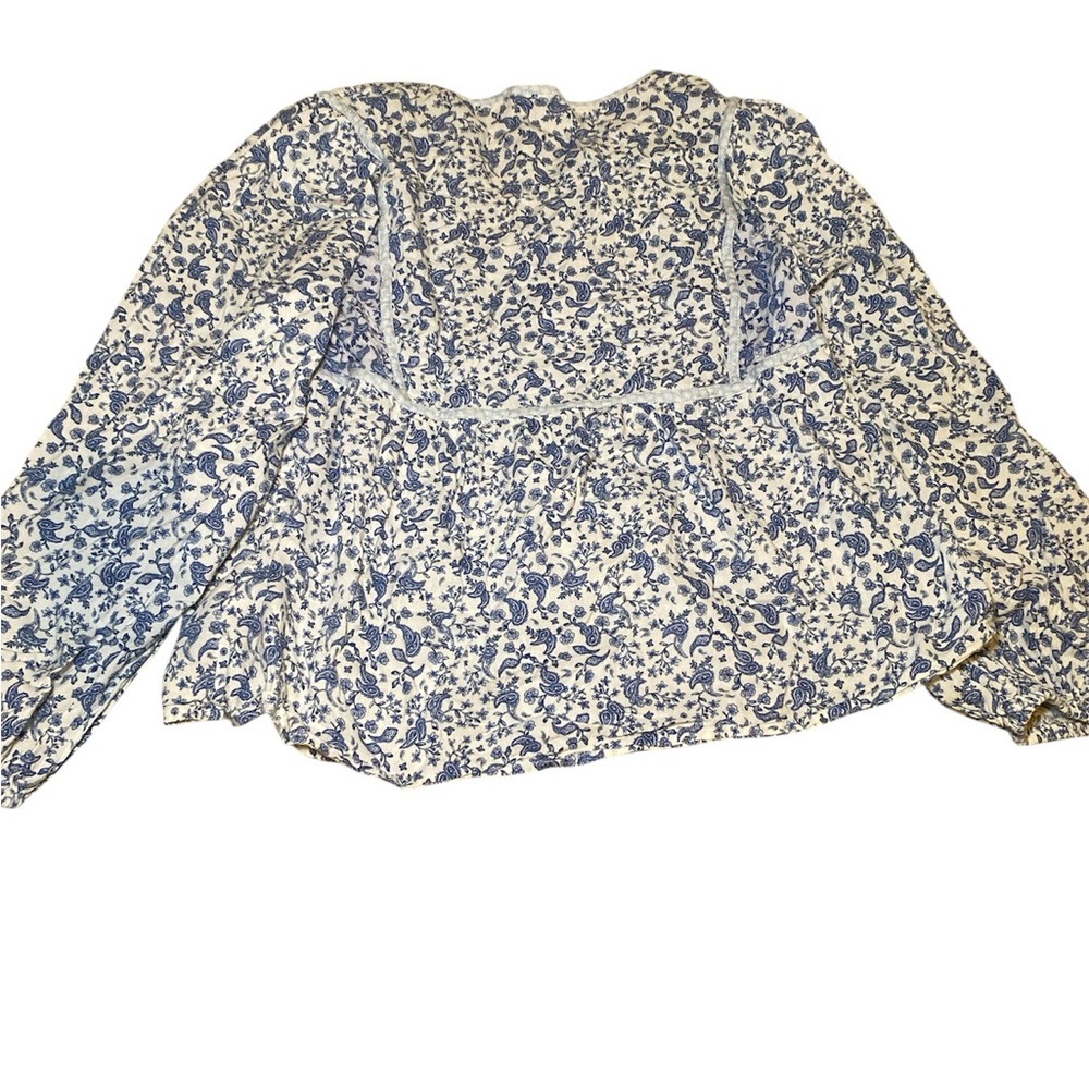 Old Navy Blue and White Floral Blouse